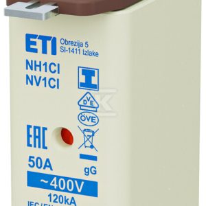 Wkładka bezpiecznikowa – NH1C/I gG 50A/400V – zwłoczna / zaczepy izolowane 004194111 Wkładka bezpiecznikowa – NH1C/I gG 50A/400V – zwłoczna / zaczepy izolowane 004194111