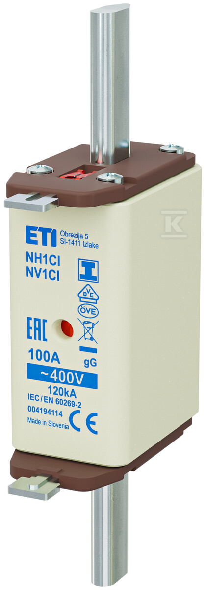 Wkładka bezpiecznikowa - NH1C/I gG 100A/400V - zwłoczna / zaczepy izolowane 004194114 - obrazek 1