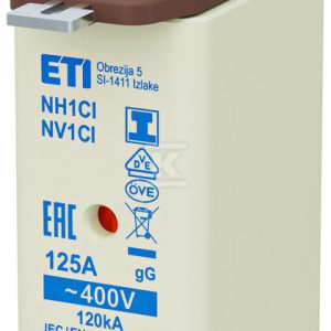 Wkładka bezpiecznikowa – NH1C/I gG 125A/400V – zwłoczna / zaczepy izolowane 004194115