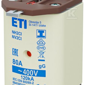 Wkładka bezpiecznikowa – NH2C/I gG 80A/400V – zwłoczna / zaczepy izolowane 004195113 Wkładka bezpiecznikowa – NH2C/I gG 80A/400V – zwłoczna / zaczepy izolowane 004195113