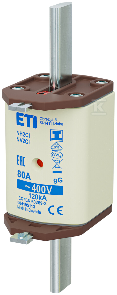 Wkładka bezpiecznikowa - NH2C/I gG 80A/400V - zwłoczna / zaczepy izolowane 004195113 - obrazek 1