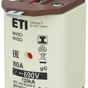 Wkładka bezpiecznikowa – NH2C/I gG 80A/690V – zwłoczna / zaczepy izolowane 004195313