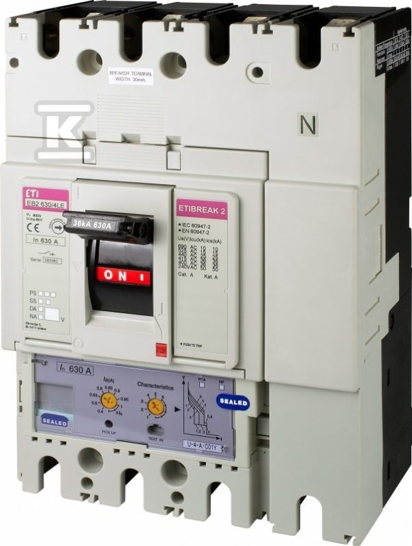Wyłącznik mocy 4P, 50kA, wyzw. elektroniczny EB2 400/4E 400A 4p APGN 004671116