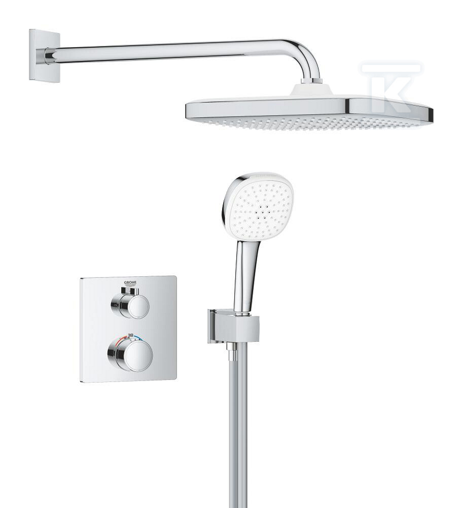 Zestaw prysznicowy z deszczownicą Tempesta 250 Cube, podtynkowy Grohtherm 1039950000 - obrazek 1