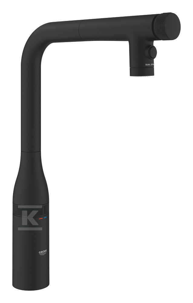 Bateria zlewozmywakowa Essence SmartControl - z funkcją SmartControl, stojąca, 2 strumienie, wylewka obracana 140°, czarny mat 31892KF0 - obrazek 1