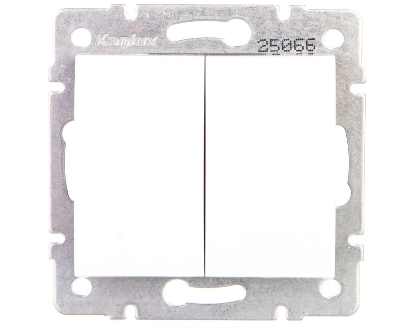 LOGI Łącznik dwugrupowy świecznikowy śrubowy 10AX 250V biały 021010102 25066 - obrazek 1