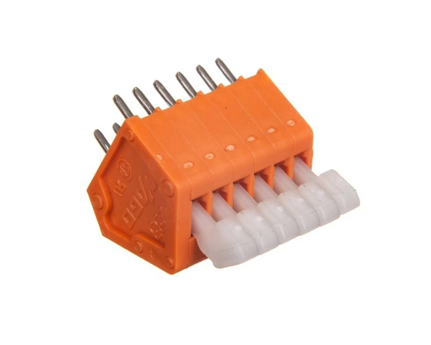 Listwa zaciskowa do płytek drukowanych 6‑biegunowa pomarańczowa raster 2,54 mm 233‑506 /70szt./ - obrazek 1