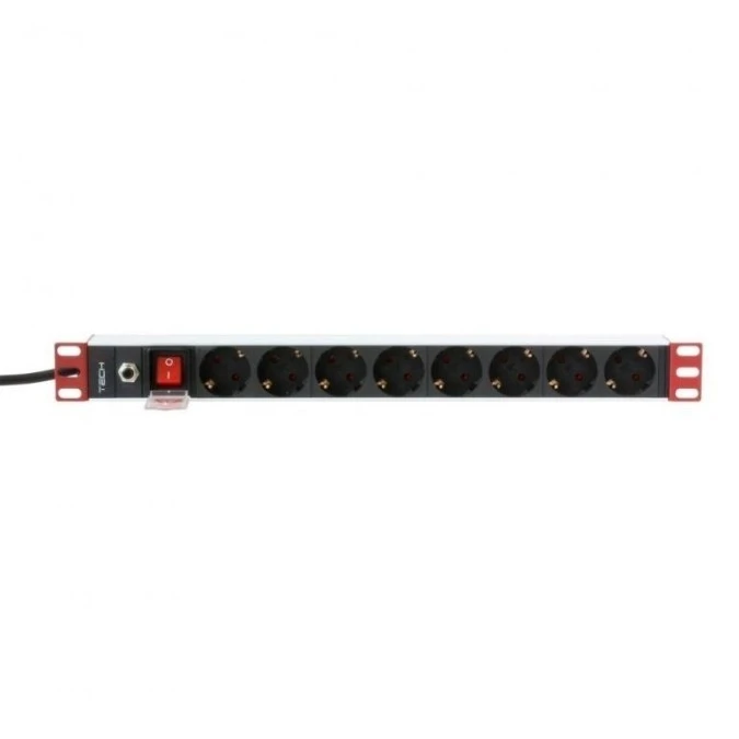 Listwa Zasilająca PDU Rack 1U 250V/16A 8x Schuko Kabel 3m - obrazek 2