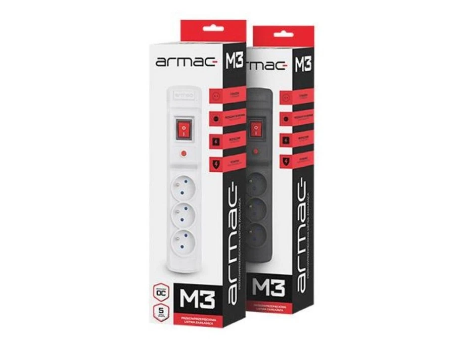 Listwa zasilająca ARMAC MULTI M3 5M 3X 230V PL czarna M3/50/CZ - obrazek 3