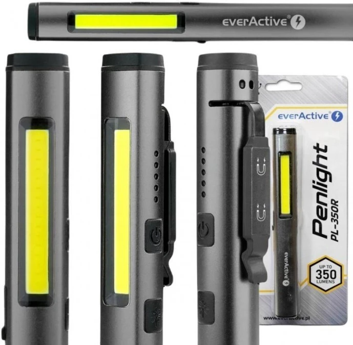 Latarka warsztatowa inspekcyjna COB LED UV Laser everActive PL‑350R 350 lumenów IP54 z magnesem - obrazek 1