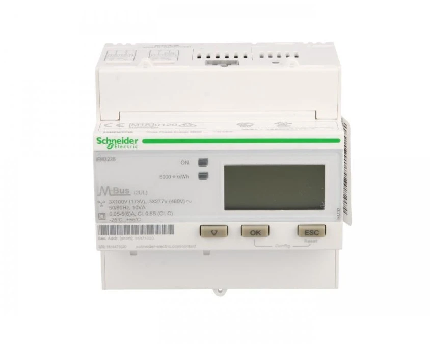 Licznik energii elektrycznej 1/3‑fazowy 5A przekładnik 100‑277/173‑480V kl.0,5S/C M‑Bus MID taryfowy cyfrowy iEM3235 A9MEM3235 - obrazek 1