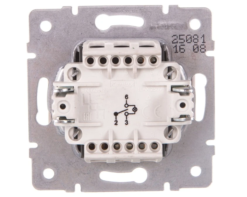 LOGI Łącznik schodowy z LED śrubowy 10AX 250V biały 021140102 25081 - obrazek 2