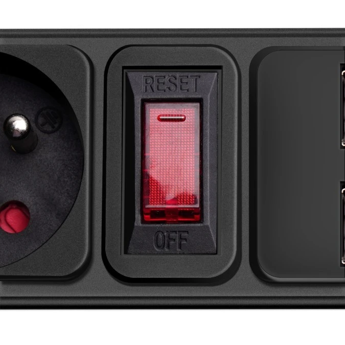 Listwa przeciwprzepięciowa Akyga AK‑SP‑05U 5 gniazd CEE 7/5 (Typ E) 2x USB‑A 1.8 m - obrazek 3