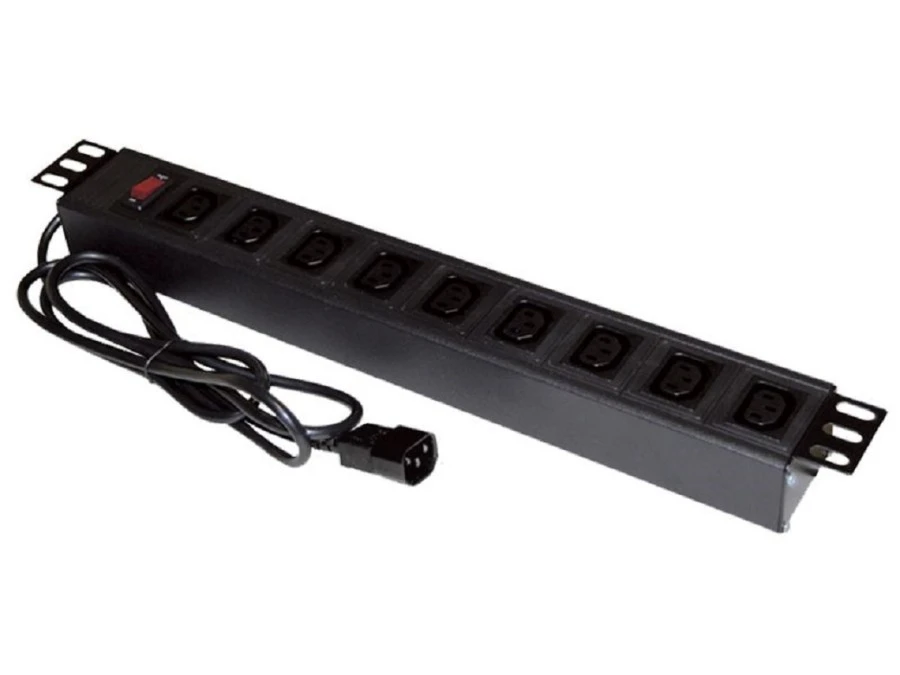 Listwa zasilająca rack 19 cali PDU gniazdo 9 x IEC320 C13 wtyk IEC320 C14 - obrazek 1