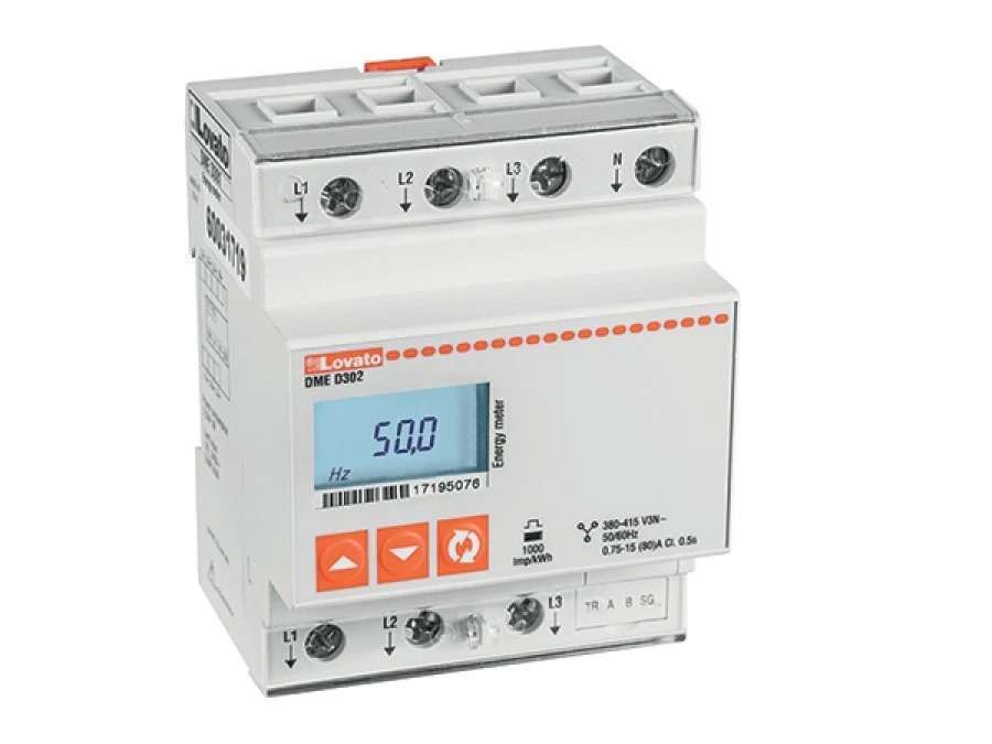 Licznik energii elektrycznej 3‑fazowy, pomiar bezpośredni do 80A, wielopomiarowy, szerokość 4U, interfejs M‑Bus DMED302 - obrazek 1