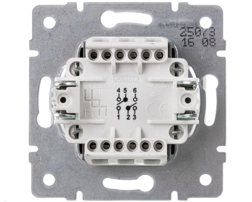 LOGI Łącznik podwójny schodowy śrubowy 10AX 250V biały 021060102 25073 - obrazek 2