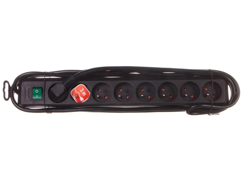 Listwa zasilajaca Eco‑Line 3m /z wyłącznikiem/ 8x230V czarna H05VV‑F 3G1,5 1159301018 - obrazek 1