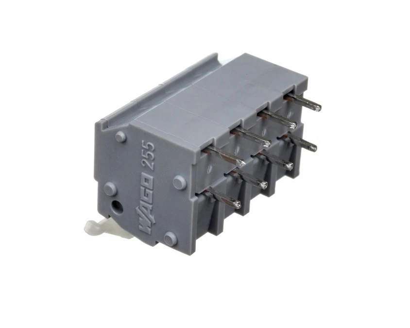 Listwa zaciskowa do płytek drukowanych 4‑torowa 2 piny/biegun raster 5‑5,08mm z przyciskami szara 255‑404 /50szt./ - obrazek 2