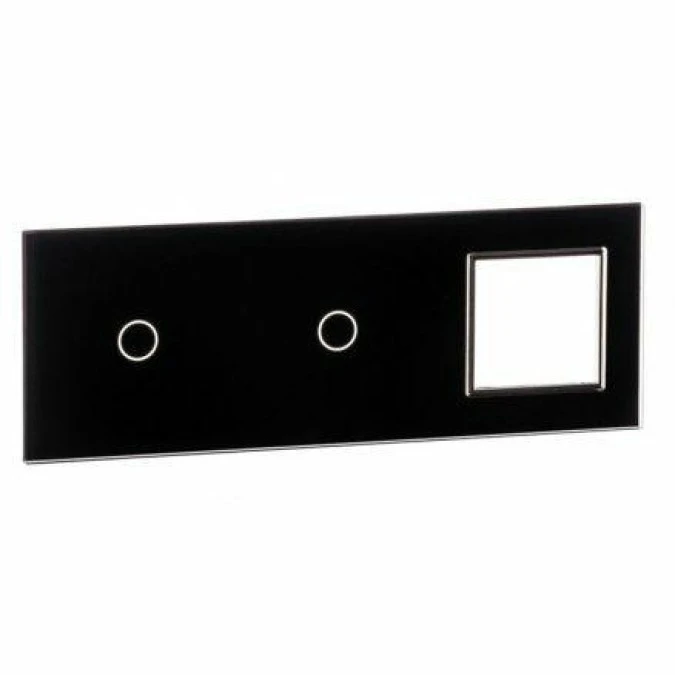 Livolo CZARNY PANEL SZKLANY 1+1+ MIEJSCE NA GNIAZDO 7011G‑62 - obrazek 1