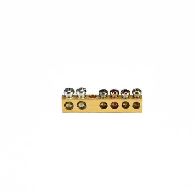 Listwa zaciskowa 6‑torowa, mosiężna 101.006.008 HOROZ ELECTRIC - obrazek 1