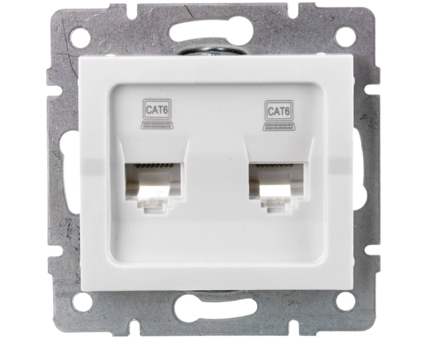 LOGI Gniazdo komputerowe (2xRJ45Cat 6 Jack) niezależne Biały 25111 - obrazek 1