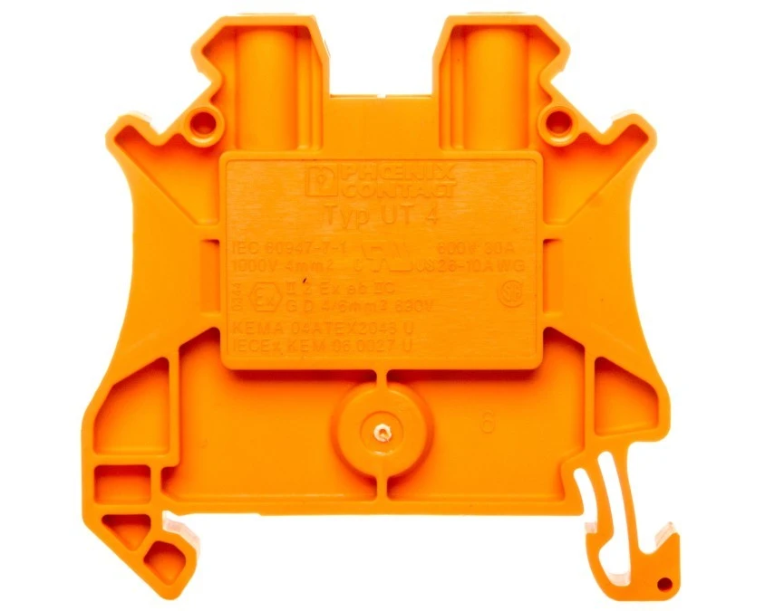 Listwa zaciskowa przepustowa 2‑przewodowa 0,14‑6mm2 pomarańczowa UT 4 OG 3045101 /50szt./ - obrazek 1