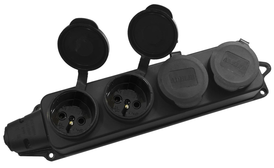 Listwa /rozgałęźnik/ do przedłużacza 4‑gniazda z/u gumowe IP44 AEI602234‑L - obrazek 2