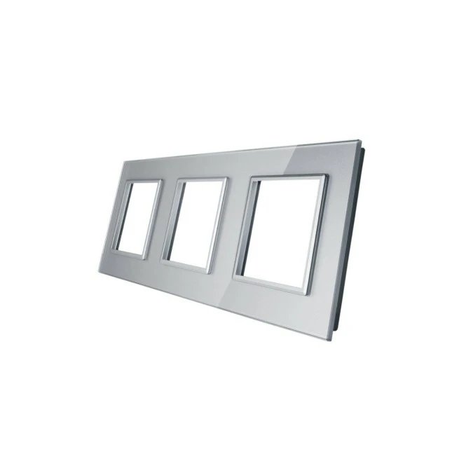 Livolo POTRÓJNA SREBRNA METALIZOWANA RAMKA SZKLANA 222 x 80mm GPF‑3‑64 - obrazek 1