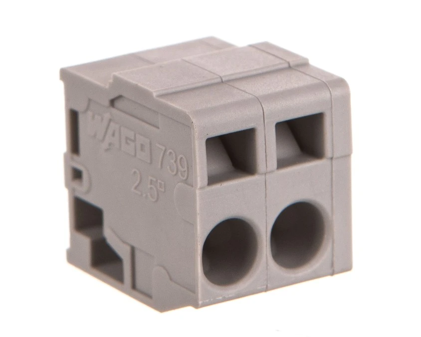 Listwa zaciskowa do płytek drukowanych 2‑biegunowa szara raster 5mm 739‑102 /100szt./ - obrazek 1