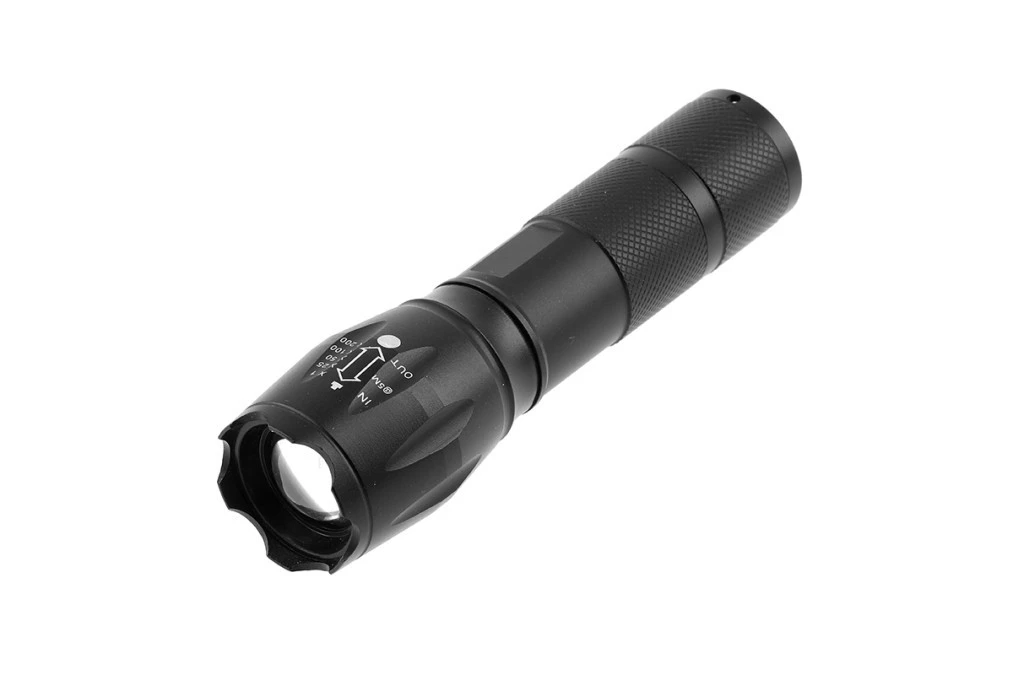 Latarka LED kieszonkowa SOS zoom 5W 300lm 6400K zasięg do 200m IP44 3xAAA(bez baterii) czarna LT‑LKSZ3W‑60 - obrazek 2