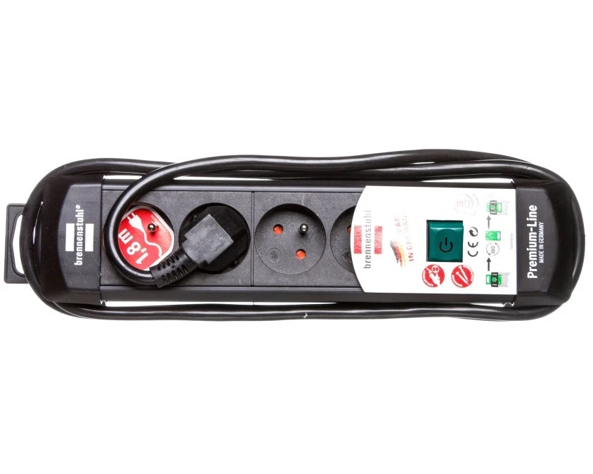 Listwa zasilająca Premium‑Line 1,8m 4 gniazda czarna H05VV‑F 3G1,5 1156004014/1951144100 - obrazek 1