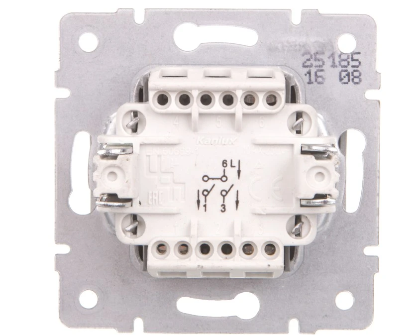 LOGI Łącznik dwugrupowy świecznikowy śrubowy 10AX 250V srebrny 021010143 25185 - obrazek 2