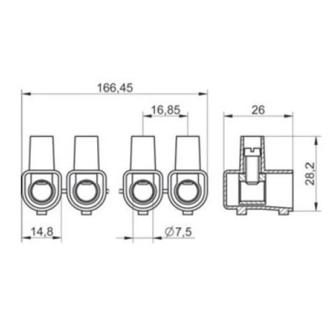 Listwa zaciskowa gwintowa MT 510 ‑ 10 mm² ‑ 10‑torowa - obrazek 2