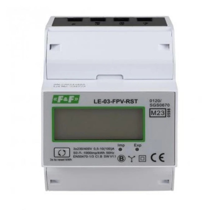 Licznik zużycia energii, 3‑fazowy 100A bezpośredni, dwukierunkowy, zgodny z MID LE‑03‑FPV‑RST