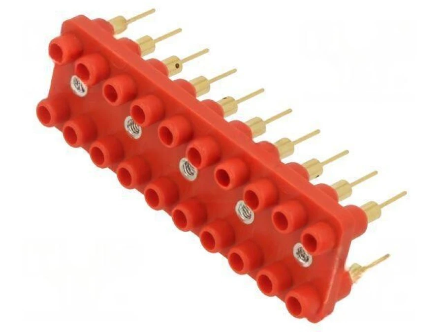 Listwa gniazdowa bananowe 2mm czerwony 60VDC 10A 30VAC 12mm 63.9363‑22