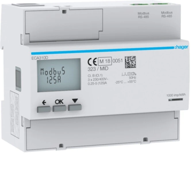Licznik energii elektrycznej 3‑fazowy 125A 6M AGARDIO MID agardio.measure ECA310D - obrazek 1
