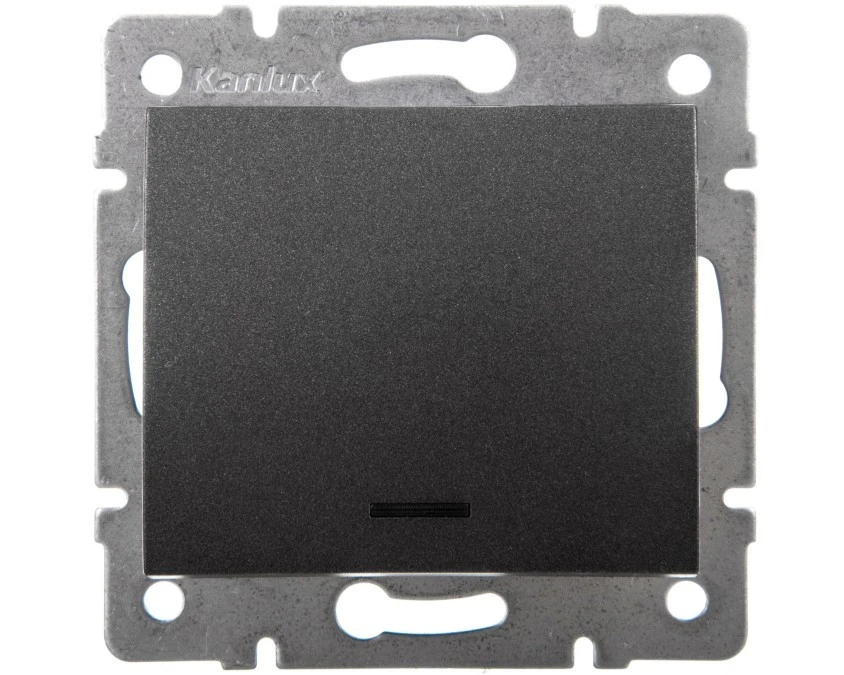 LOGI Łącznik jednobiegunowy z LED śrubowy 10AX 250V grafit 021110141 25256 - obrazek 1
