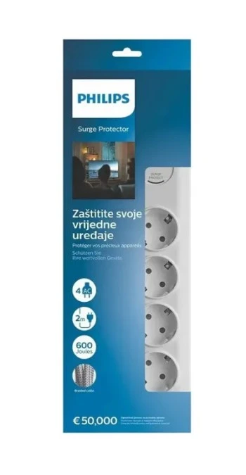 Listwa przepięciowa bez bolca pod biurko 4 gniazda schuko Philips SPN7040WA/58 - obrazek 3