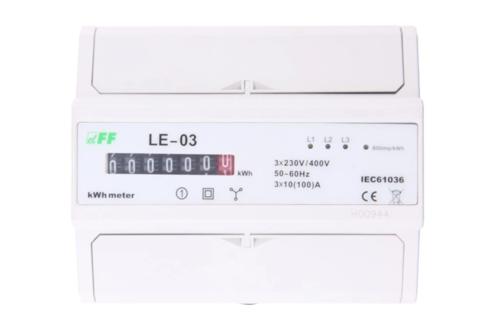 Licznik energii elektrycznej 3‑fazowy 100A 230/400V z wyświetlaczem bębenkowym LE‑03 - obrazek 1