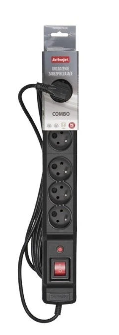 Listwa przeciwprzepięciowa Activejet ACJ Combo 6gn 1,5m (6 x UTE 10 A 1,5m kolor czarny) - obrazek 2