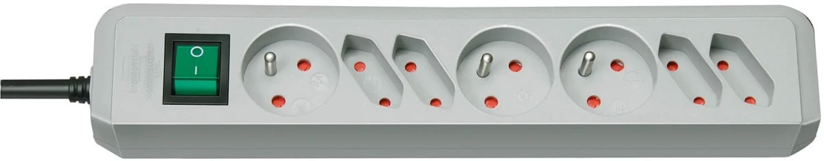 Listwa zasilająca Eco‑Line 1,5m / z wyłącznikiem/ 7x230V szara H05VV‑F 3G1,5 1150754 - obrazek 1