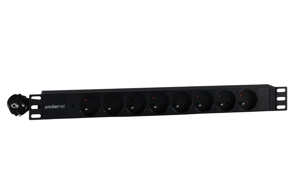 Listwa zasilająca EmiterNet 19cali 8‑gniazd. uni‑schuko, 2m, LED EM/LZ19.08F.2S.L - obrazek 1