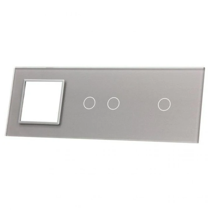 Livolo SREBRNY PANEL SZKLANY 1+2+ MIEJSCE NA GNIAZDO 7012G‑64 - obrazek 1