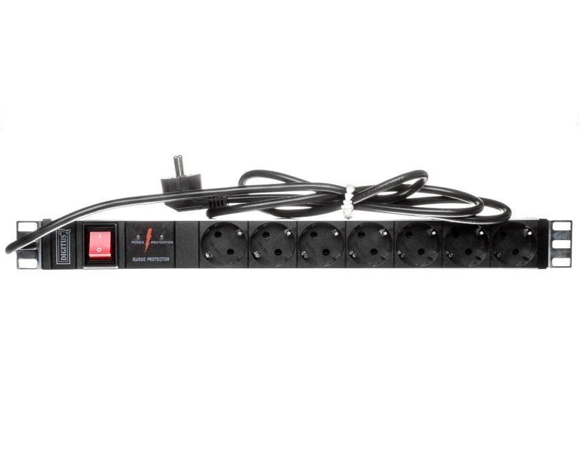 Listwa zasilająca do szaf rack (PDU) 19 cali 7x Schuko DN‑95407 - obrazek 1