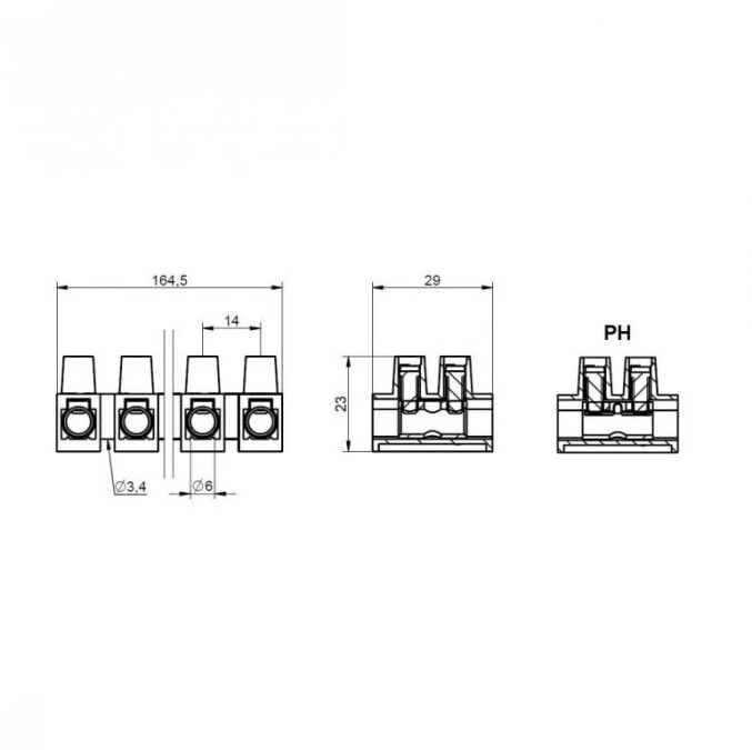 Listwa zaciskowa gwintowa MT 1116 PH ‑ 16 mm² ‑ 12‑torowa - obrazek 2