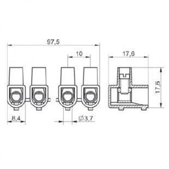 Listwa zaciskowa gwintowa MT 502 ‑ 2,5 mm² ‑ 10‑torowa - obrazek 2
