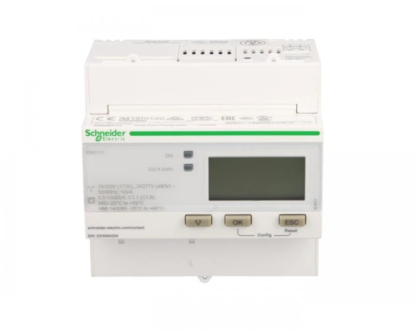 Licznik energii elektrycznej 1/3‑fazowy 63A 100‑277/173‑480V kl.1/B impulsowy MID cyfrowy modułowy iEM3110 A9MEM3110 - obrazek 1