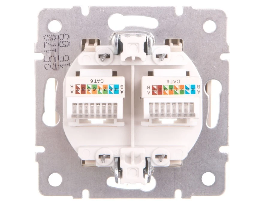 LOGI Gniazdo komputerowe (2x RJ45Cat 6 Jack) niezależne Kremowy 25170 - obrazek 2