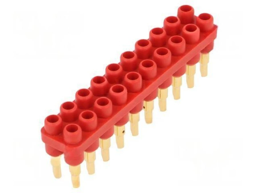 Listwa gniazdowa bananowe 2mm czerwony 70VDC 10A 33VAC 6mm 63.9356‑22