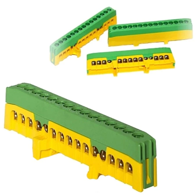 Listwa Zaciskowa Zacisk Rozgałęźny Izolowany 63A 15x1‑16mm Żółto‑Zielony - obrazek 1